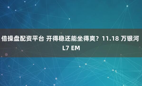 倍操盘配资平台 开得稳还能坐得爽？11.18 万银河 L7 EM