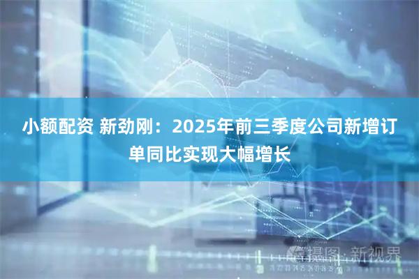 小额配资 新劲刚：2025年前三季度公司新增订单同比实现大幅增长